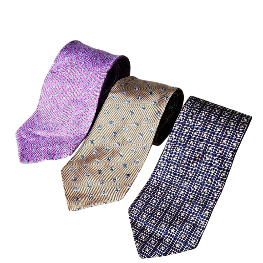 Brooks Brothers Men's Tie Set - Pink, Brown, and Navy Bundle
